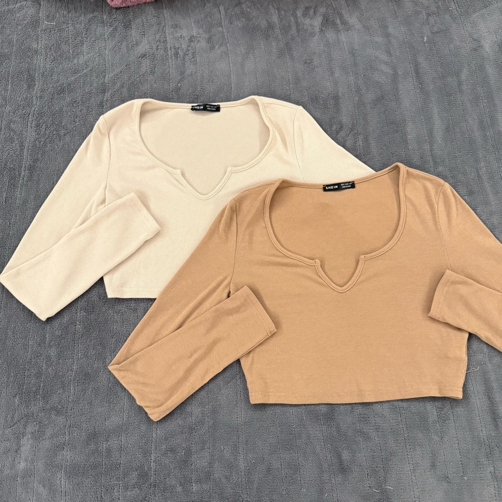 (Bundle) Shein Ribbed Long Sleeve Crop Tops– M